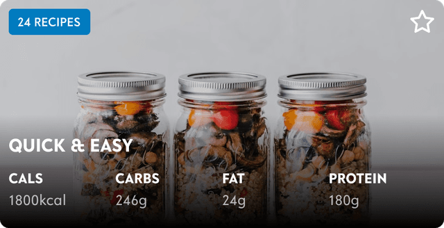 Nutrition recipe screen