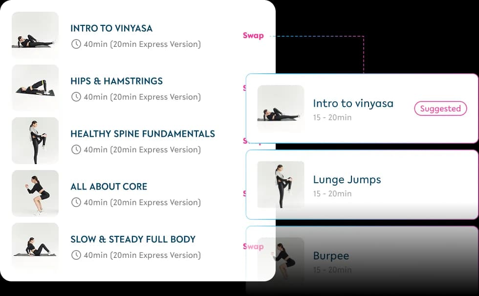 Workout plan swap UI